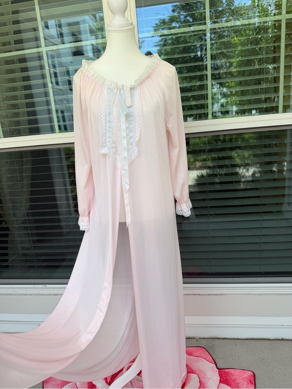 Vintage blush pink lace nightgown| Romantic Cottagecore Victorian Maxi dress